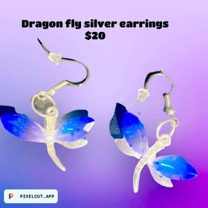 Dragonfly silver earrings